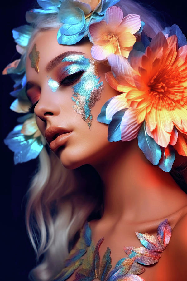 Woman with creative makeup Digital Art by Imagine ART