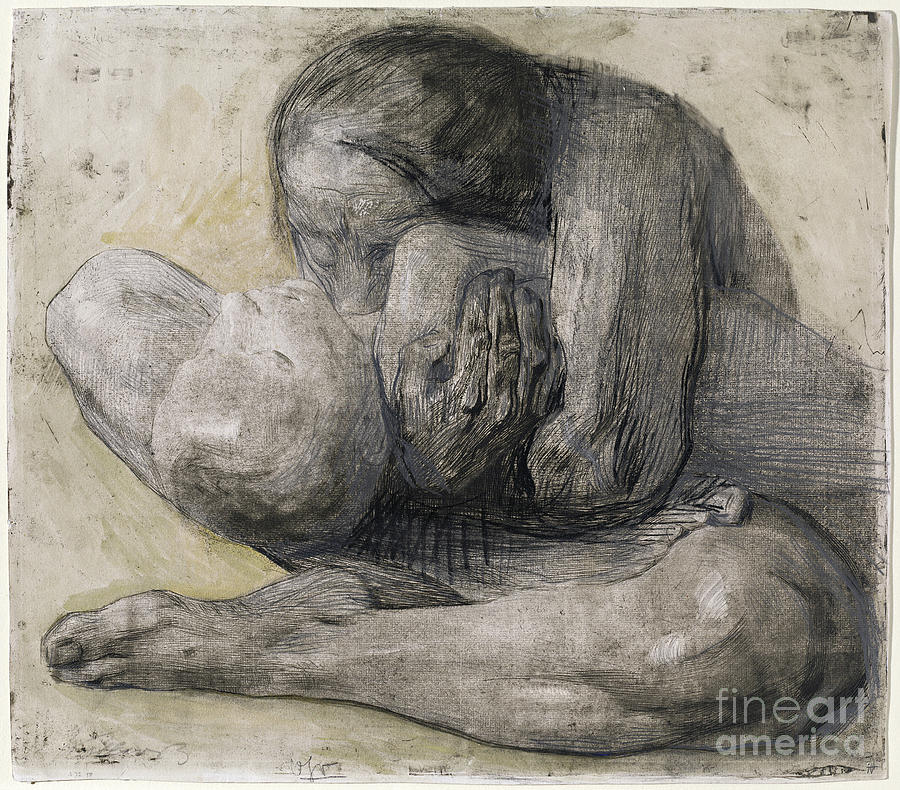 Woman with Dead Child Drawing by Kathe Kollwitz