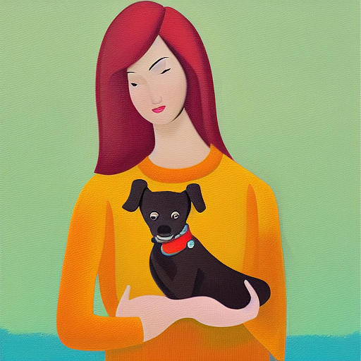 Woman with Dog Digital Art by Caterina Christakos