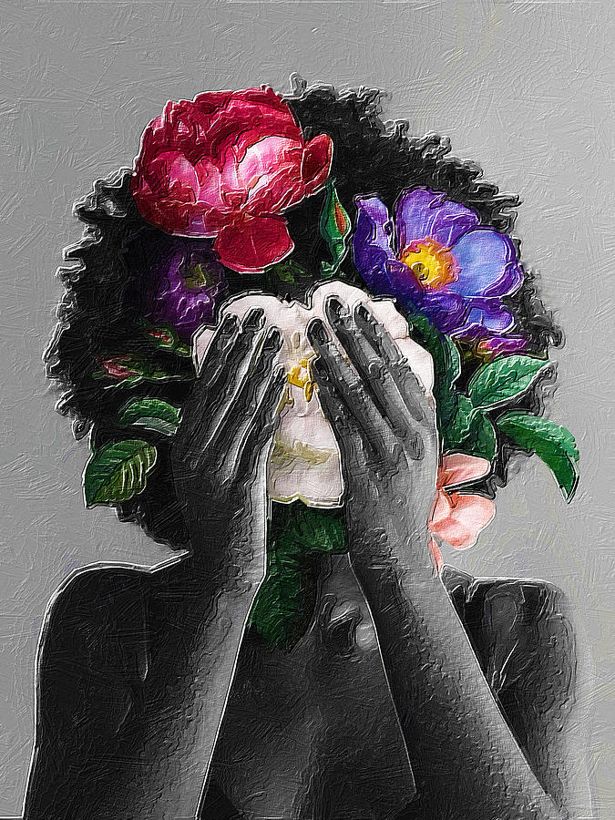 Woman With Flowers Floral Painting