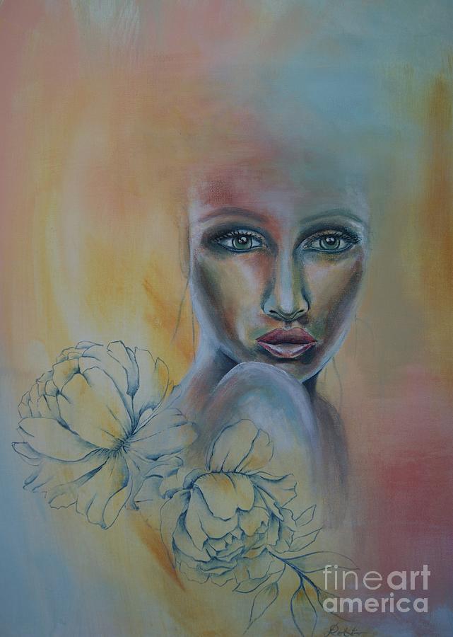Woman with flowers Painting by Reina Cottier