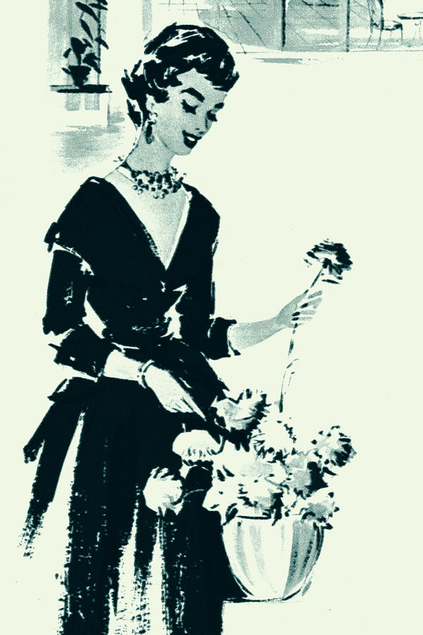 Woman with flowers Drawing by Sexy Pictures - Fine Art America