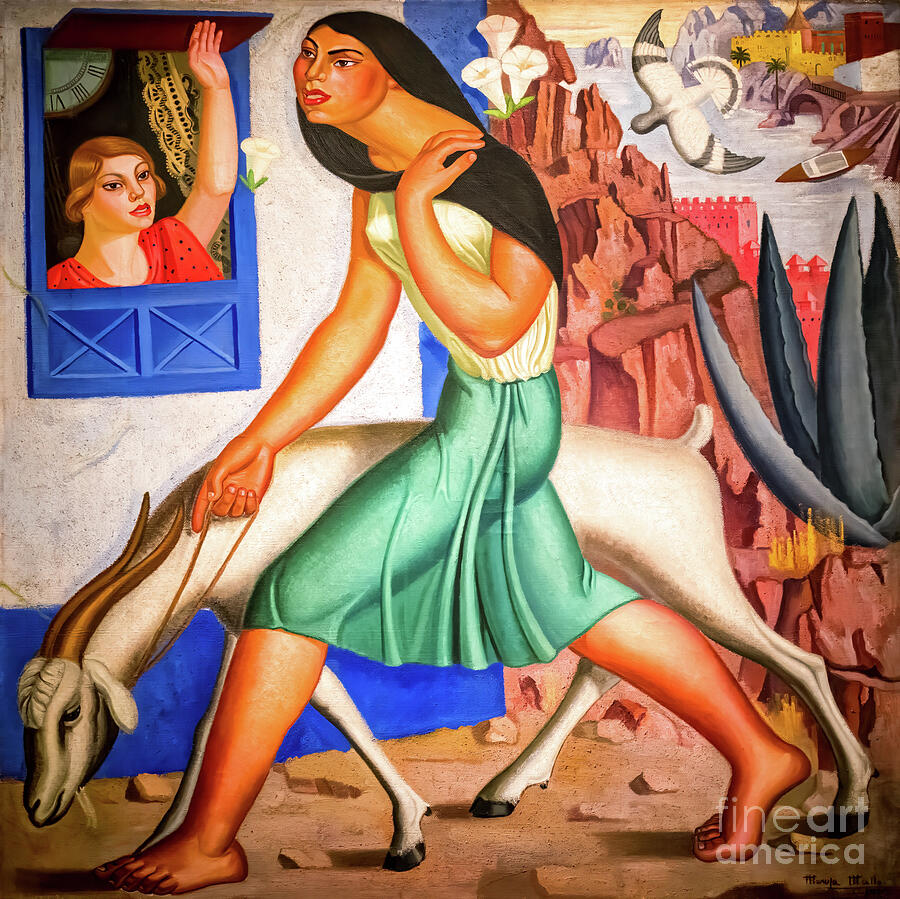 Woman with Goat by Maruja Mallo 1927 Painting by Majura Mallo