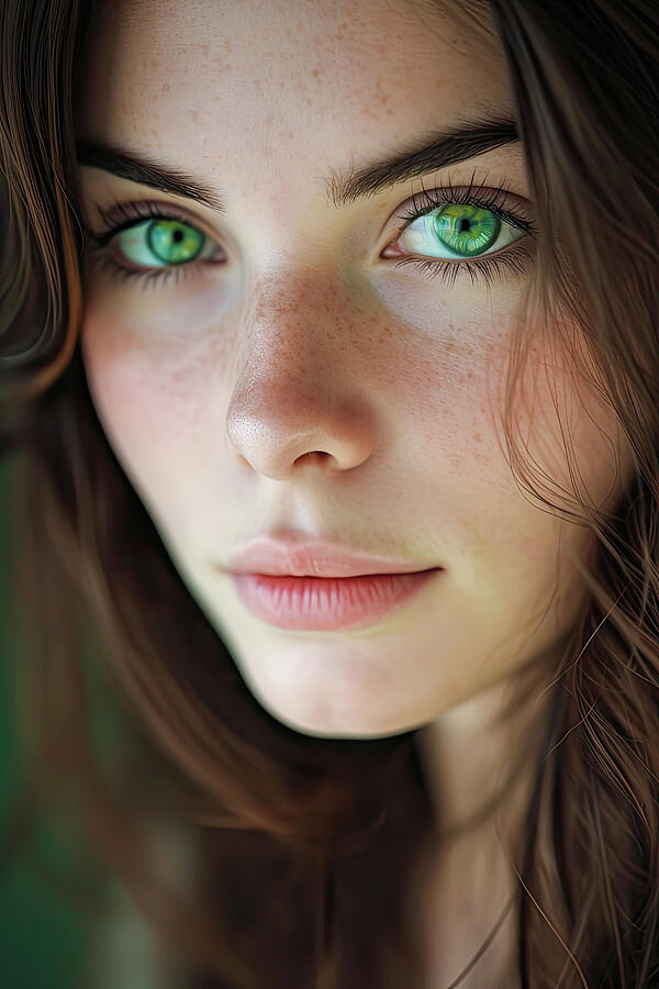 Woman with Green Eyes 01 Digital Art by Matthias Hauser