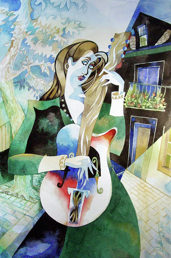 Woman with guitar Painting by Mick Williams