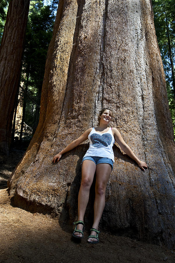Woman with Heart by Sequoia Tree California Photograph by Pavliha