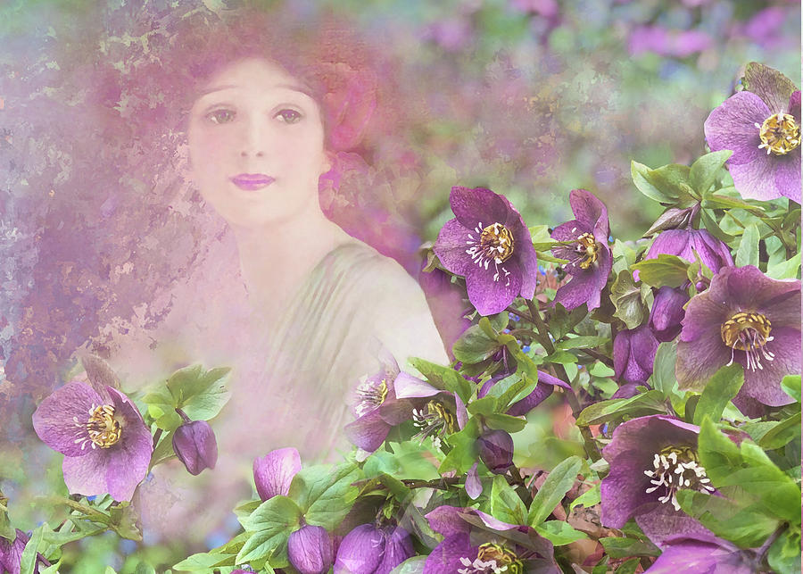 Woman With Hellebores Digital Art by Jeff Burgess