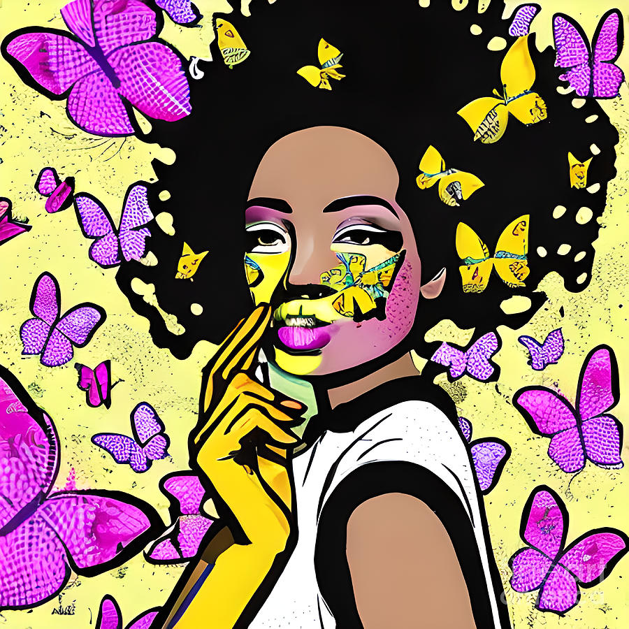 Woman With Pink Butterflies Digital Art By Ramona Bruner Fine Art America 
