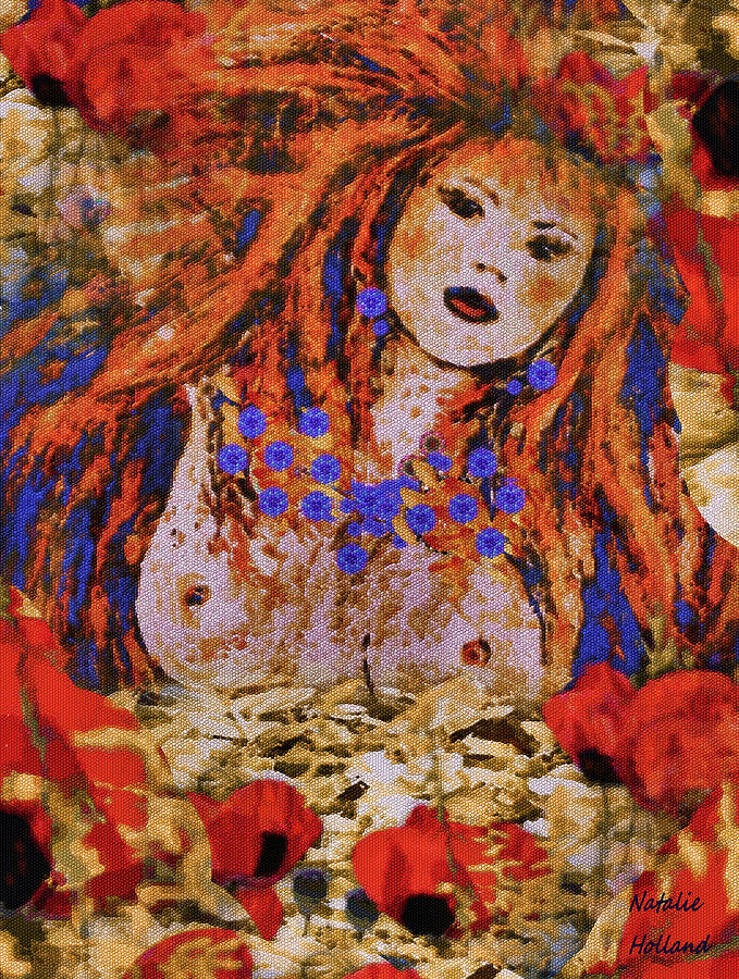 Woman With Poppies Mixed Media by Natalie Holland