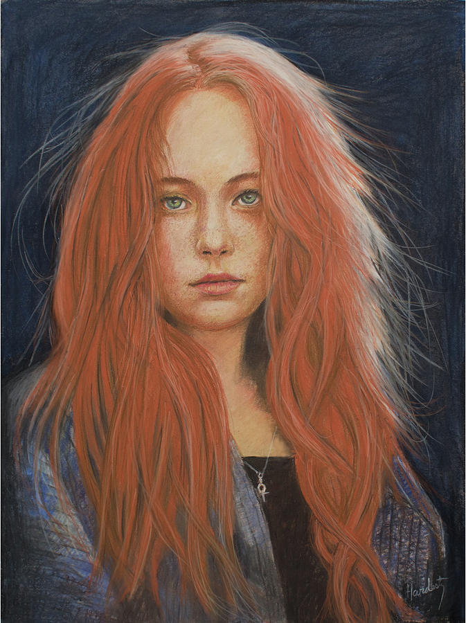 Woman with red hair Drawing by David Hardesty