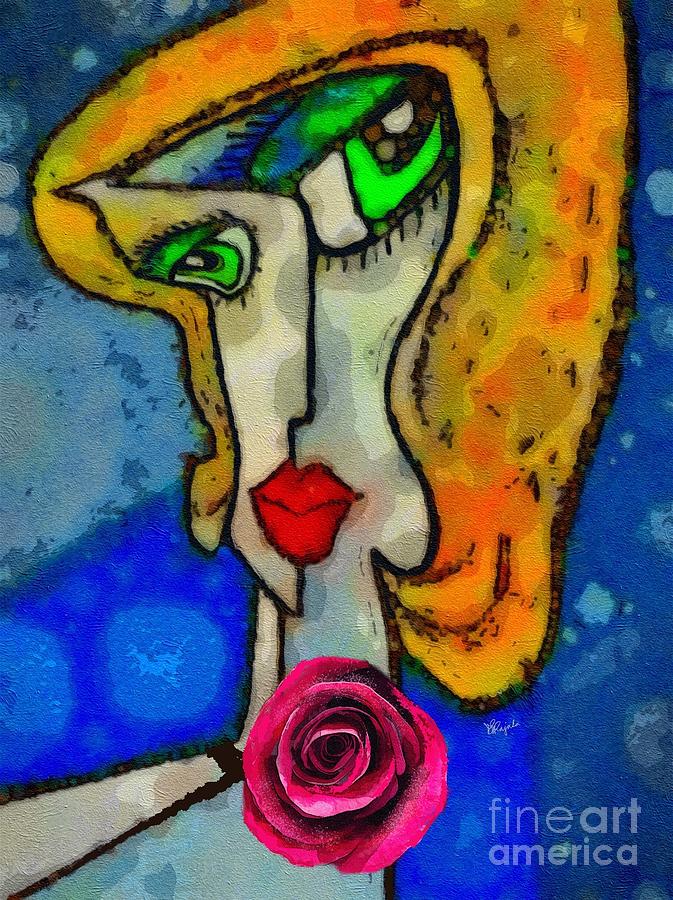 Woman with Rose Digital Art by Diana Rajala