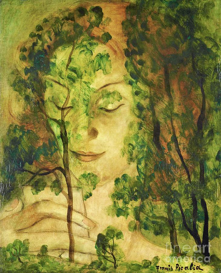 Vintage Painting - Woman with Trees by Francis Picabia