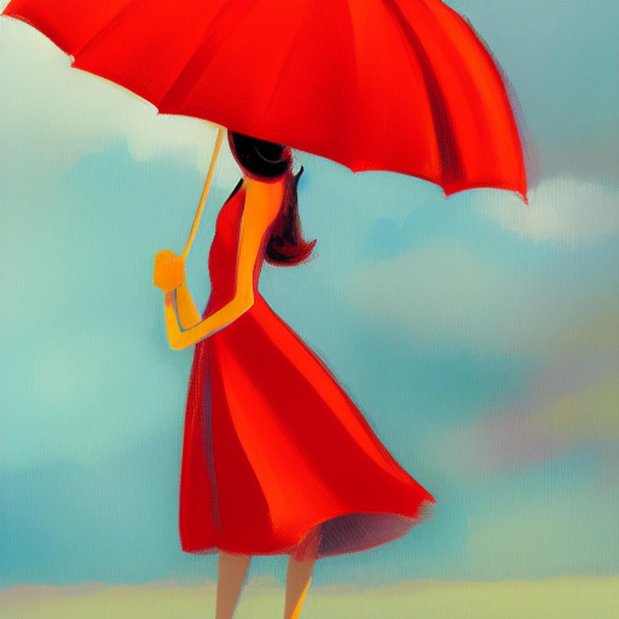 Woman with Umbrella Digital Art by Caterina Christakos