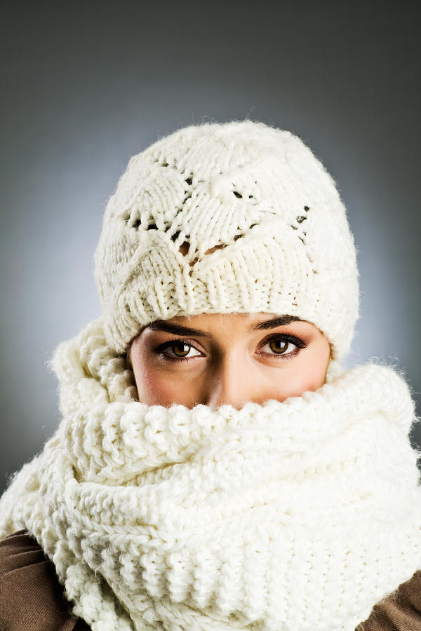 Woman with woolen cap and scarf Vetical Photograph by Tempura