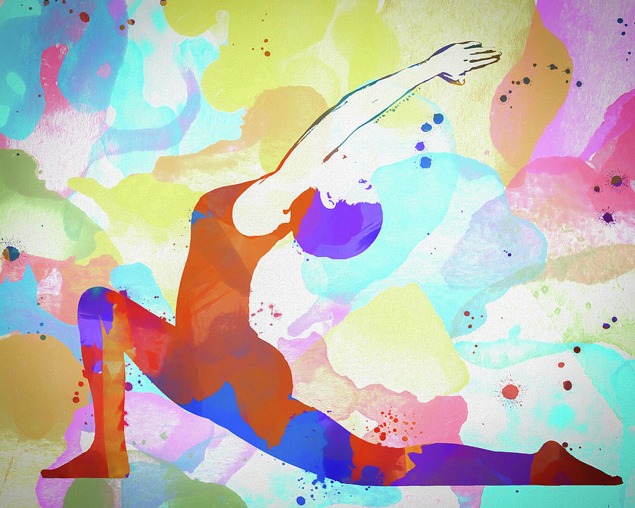 Woman Yoga Color Splash 3 Painting by Dan Sproul