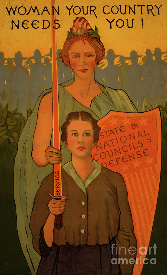 Woman your country needs you, 1917 Painting by American School