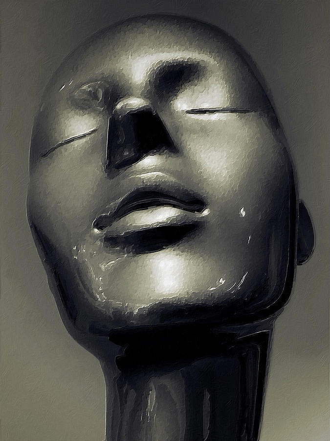 Woman Zen Meditation Smooth Metallic Head Painting by Tony Rubino