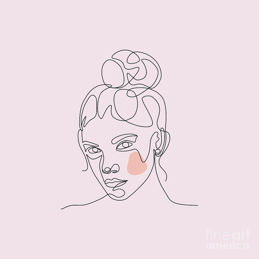 Woman's head single line art print, minimalist woman line