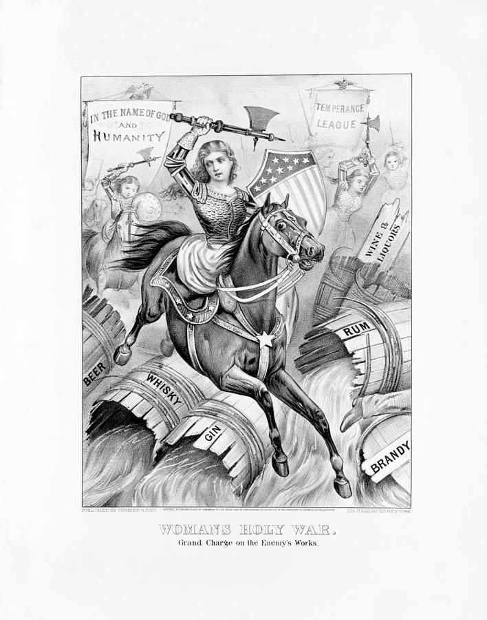 Womans Holy War - Temperance and Prohibition - Anti-Alcohol Print - 1874 Drawing by War Is Hell Store