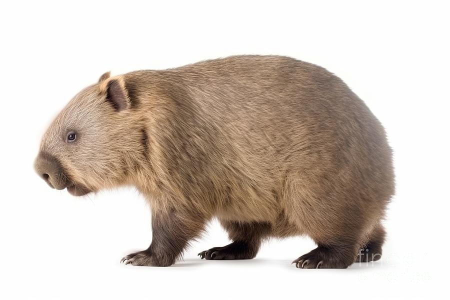 Wombat Isolated On White Background Digital Art by Benny Marty