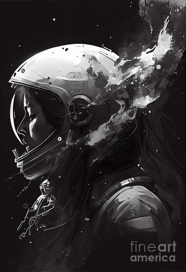 Space Painting - Women Astronaut  by N Akkash