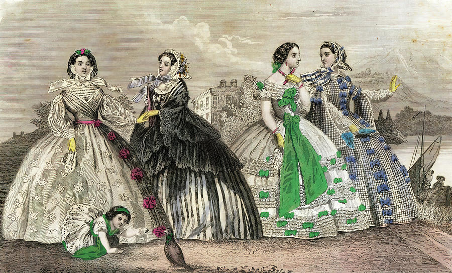 Women at a ball wearing Victorian era dresses #aYearForArt  Photograph by Steve Estvanik
