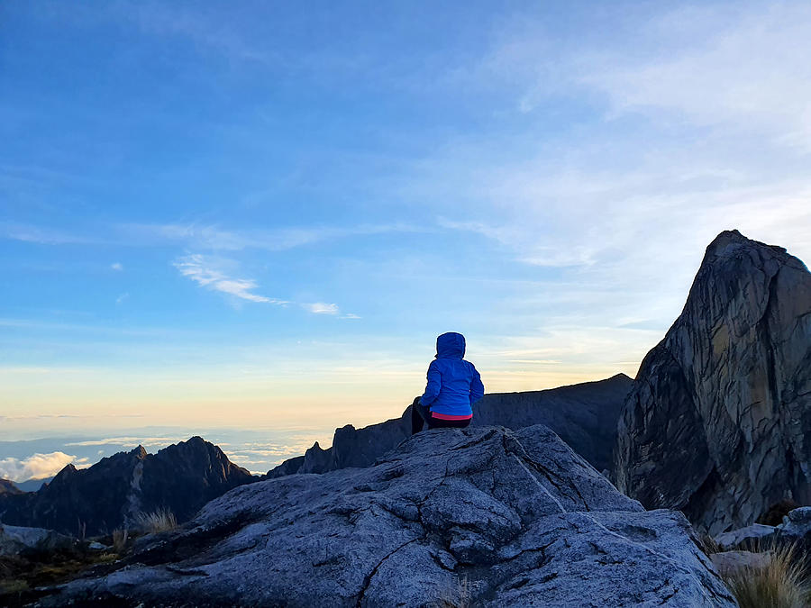 Women at Mt. Kinabalu Looking Over Lows Gully During Sunrise Photograph by Nora Carol Photography