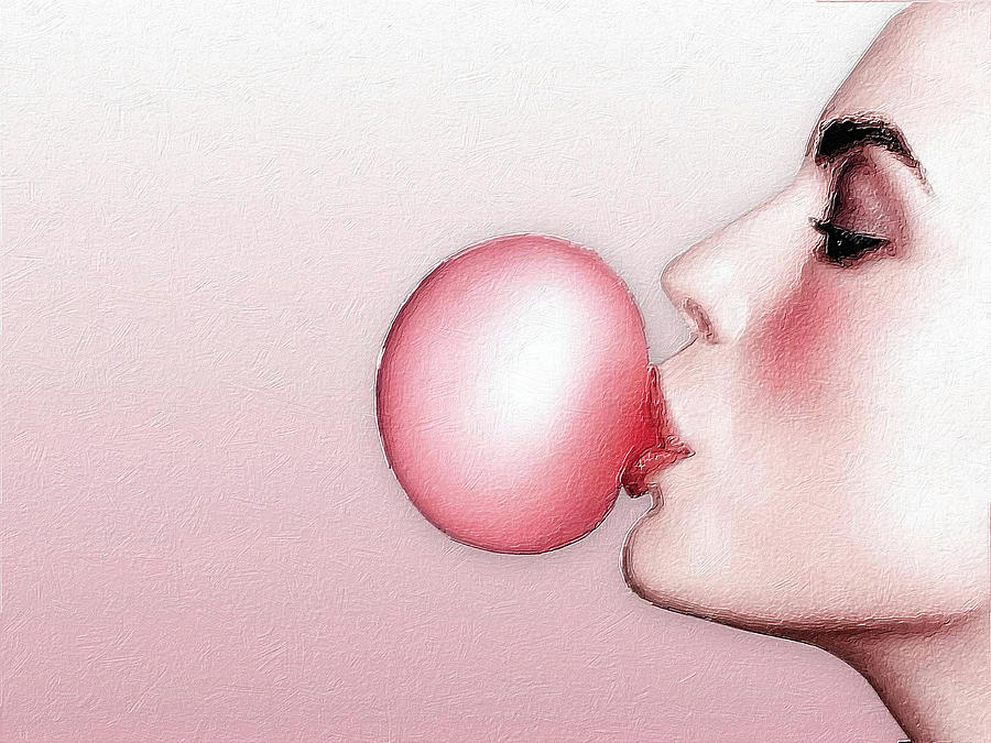 Women Classic Icon Retro with Bubble Gum Painting by Tony Rubino
