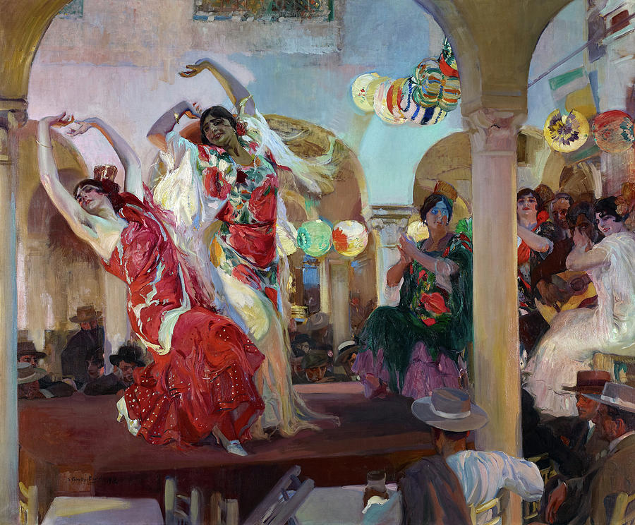 Women Dancing Flamenco at the Cafe Novedades in Seville, 1914 Painting