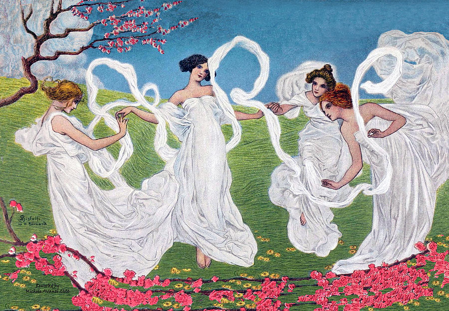 Spring Digital Art - Women Dancing by Michele Avanti
