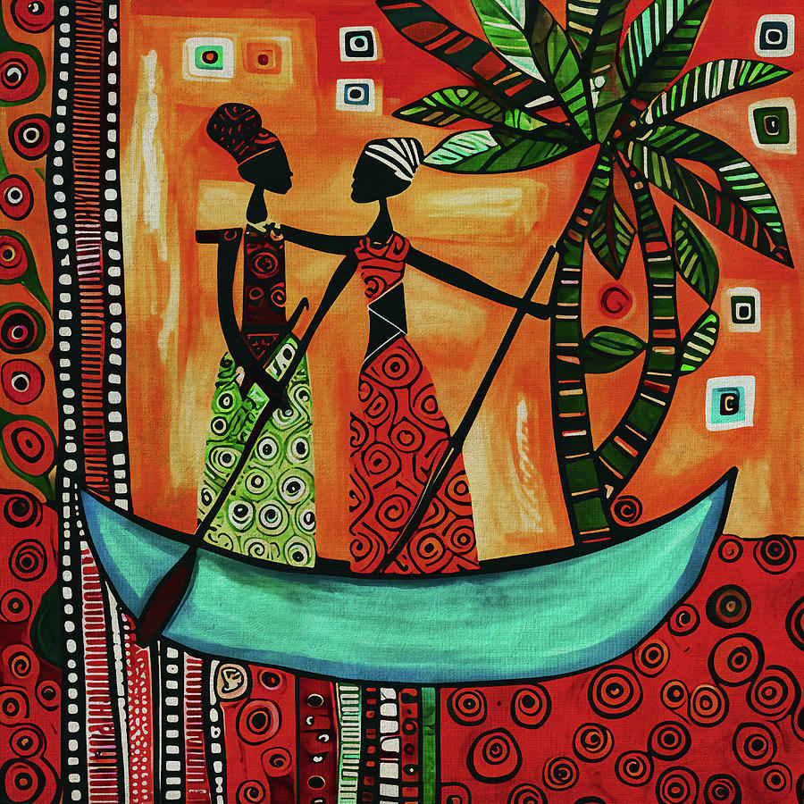 Women in Africa on the move Painting by Jan Keteleer