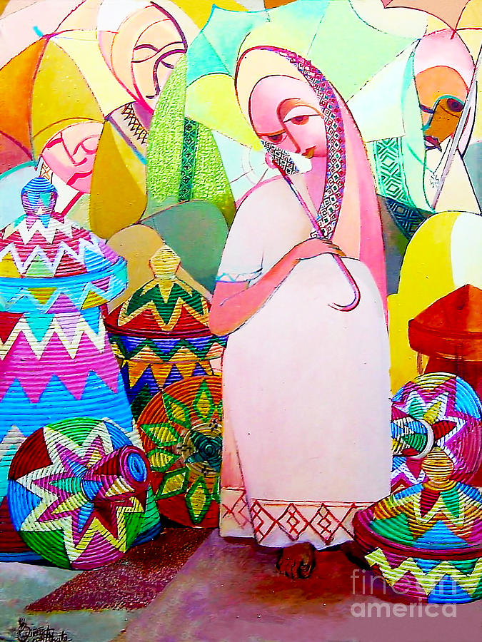 Ladies Painting - Women in Harar by Yoseph Abate