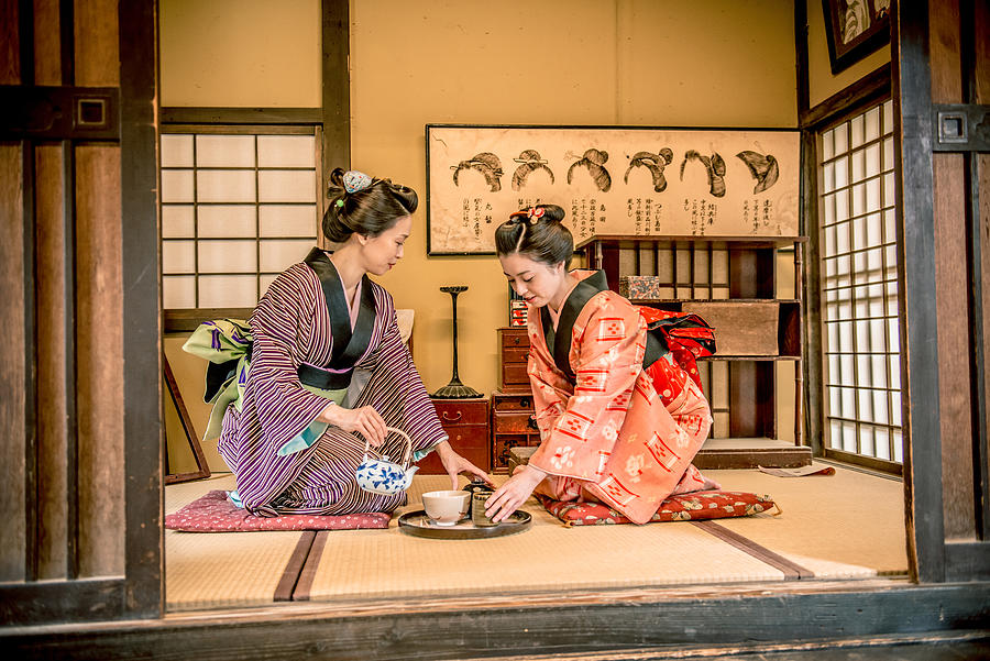 Women in Kimono Drinking Matcha Tea, Edo Period, Kyoto, Japan Photograph by Ababsolutum