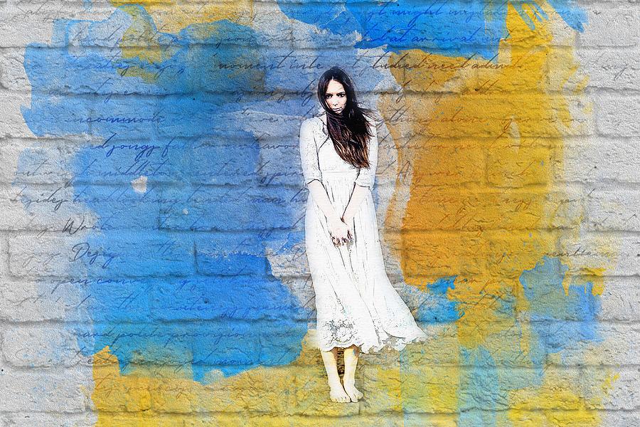 Women Model Models Woman Girl Brunette White Dress Digital Art By Rhett Salin 2305