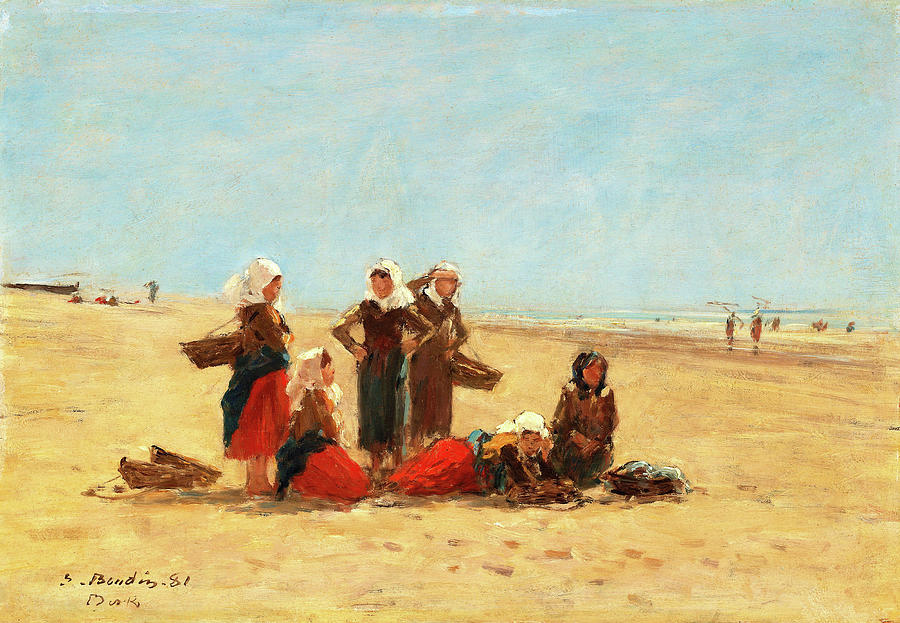 Eugene Louis Boudin Painting - Women on the Beach at Berck - Digital Remastered Edition by Eugene Louis Boudin