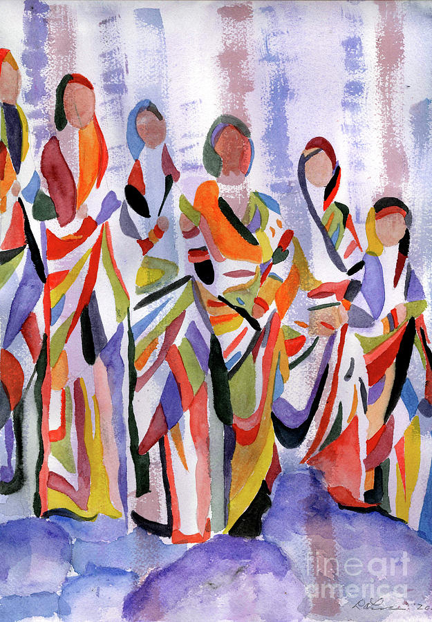 Abstract Painting - Women on the Rocks by L A Feldstein