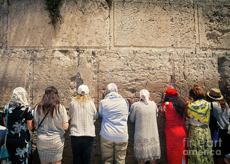 Women praying at the Western Wall Photograph by Stella Levi