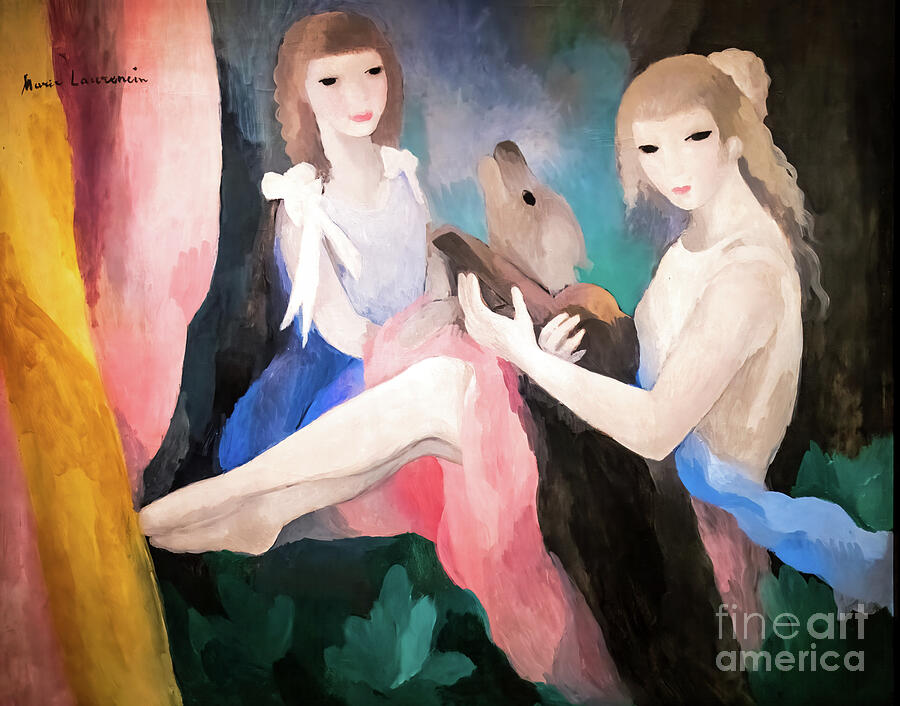 Women with Dog by Marie Laurencin 1925 Painting by Marie Laurencin