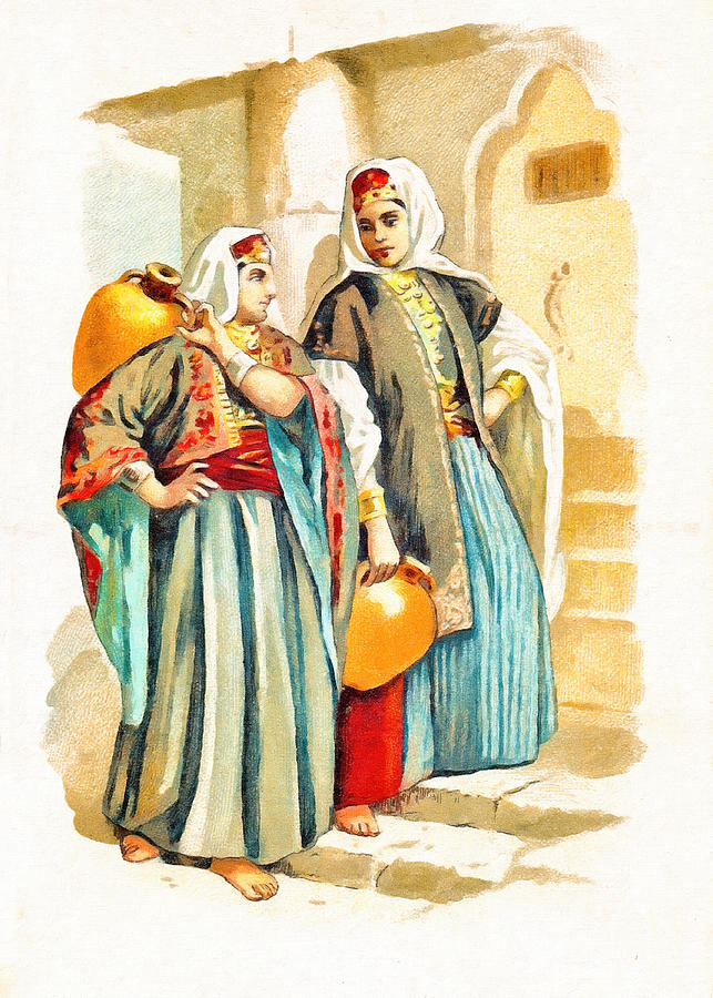 Women with Jars from Bethlehem Photograph by Munir Alawi