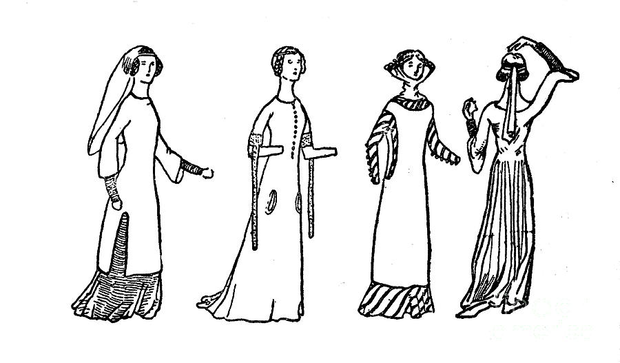 Womens 14th Century Dresses L2 Drawing By Historic Illustrations Fine Art America 1601