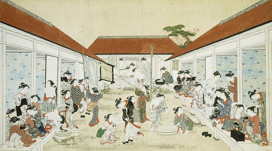 Womens Bathhouse and Laundry Painting by Kitao Shigemasa