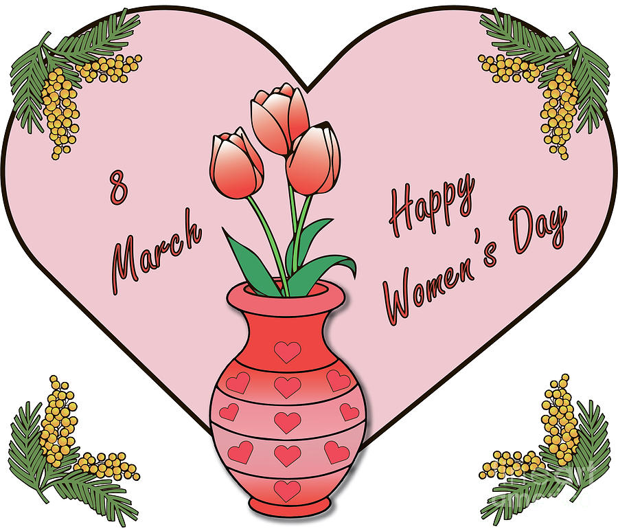Hand Draw Celebration Card For 8th March Happy Womens Day Background  Royalty Free SVG, Cliparts, Vectors, and Stock Illustration. Image  182586138.
