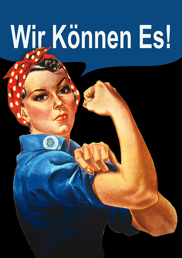  Womens German Rosie The Riveter - We Can Do It Germany - Womens Feminist T-Shirt Painting by Tony Rubino