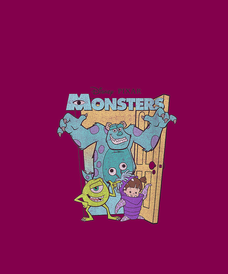 Womens Pixar Monsters Inc. Mike Sully Boo Group Poster V-Neck Drawing ...