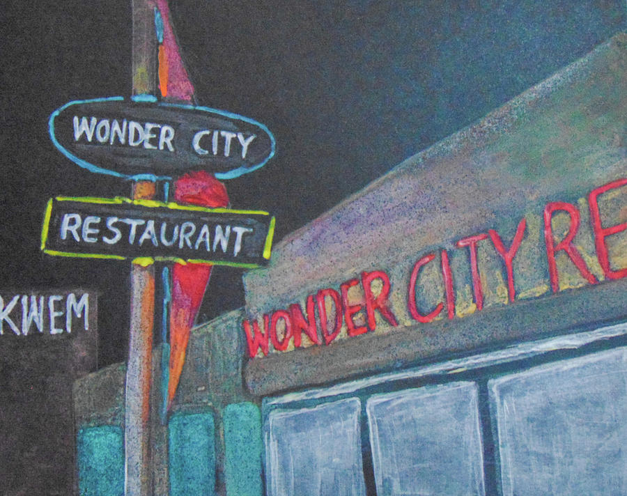 Wonder City across for KWEM Painting by Loretta Nash