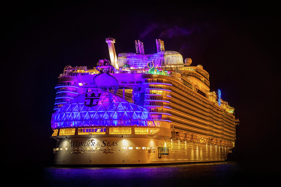 Wonder of the Seas at night Photograph by Florida Fine Art Photography ...