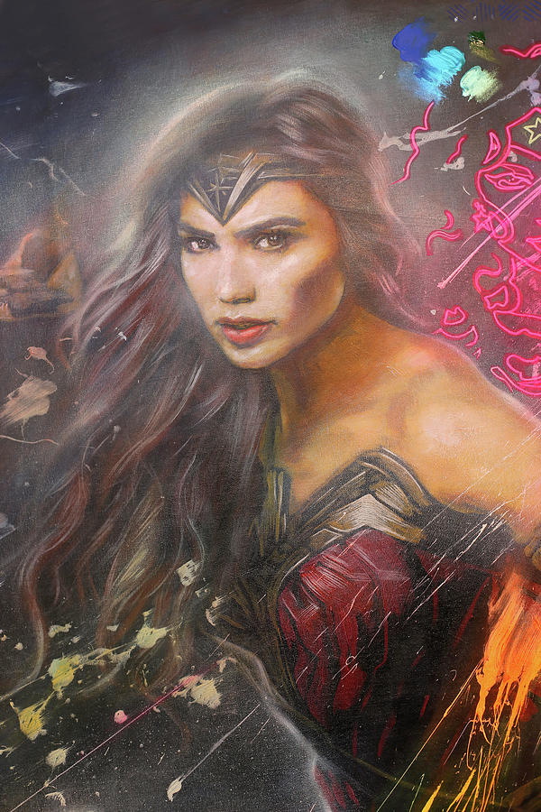 Wonder Woman Gal Gadot Painting By Michael Andrew Law Cheuk Yui - Fine ...