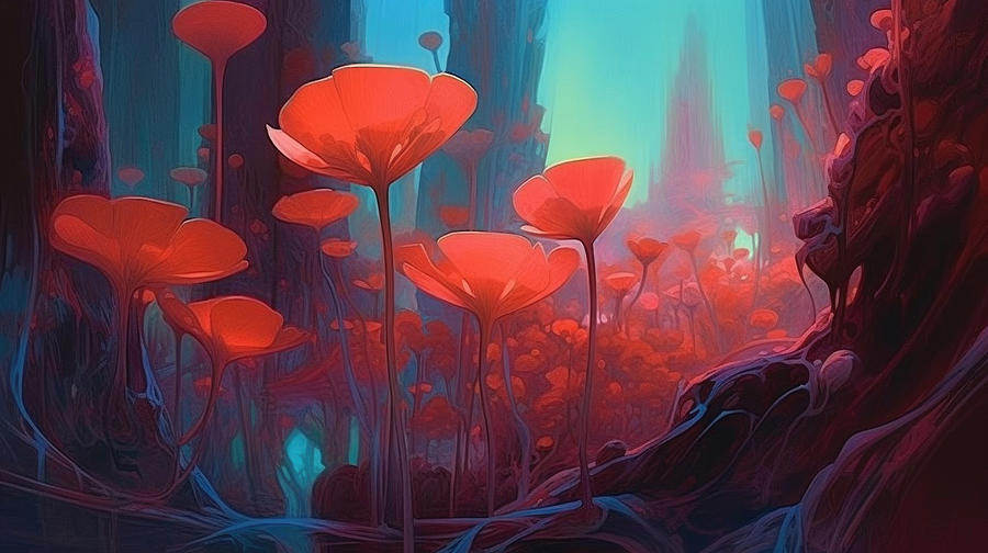 Fantasy Painting - Wonderful Flowers by My Head Cinema
