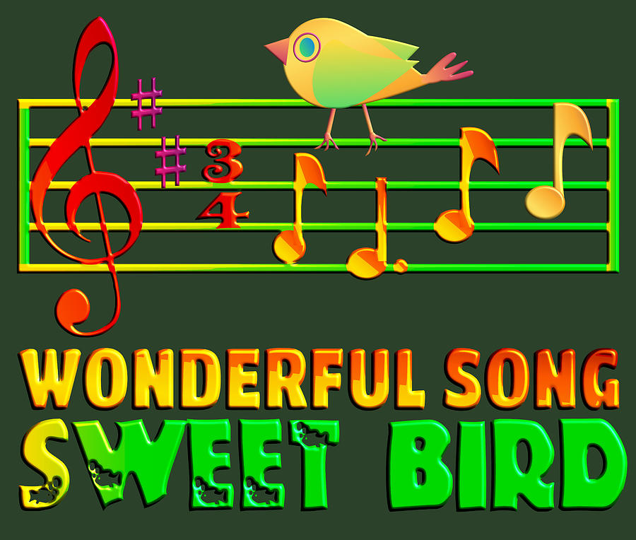 Wonderful Song Sweet Bird - Sheet Music Score Musical Key Notes Digital ...