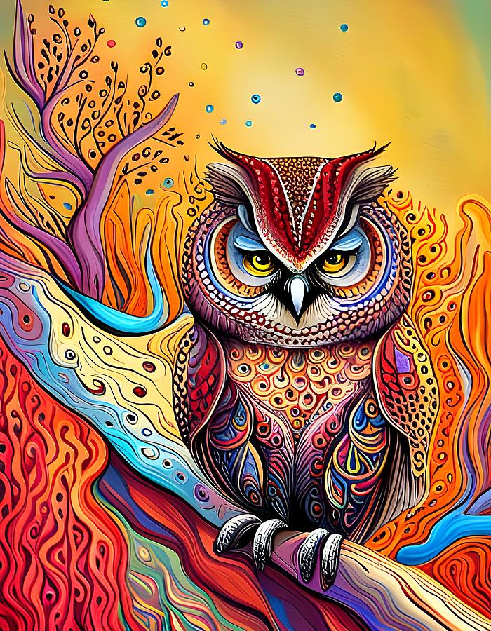 Wonderfully Wise Owl Illustration Digital Art by Spiced Art Studio ...